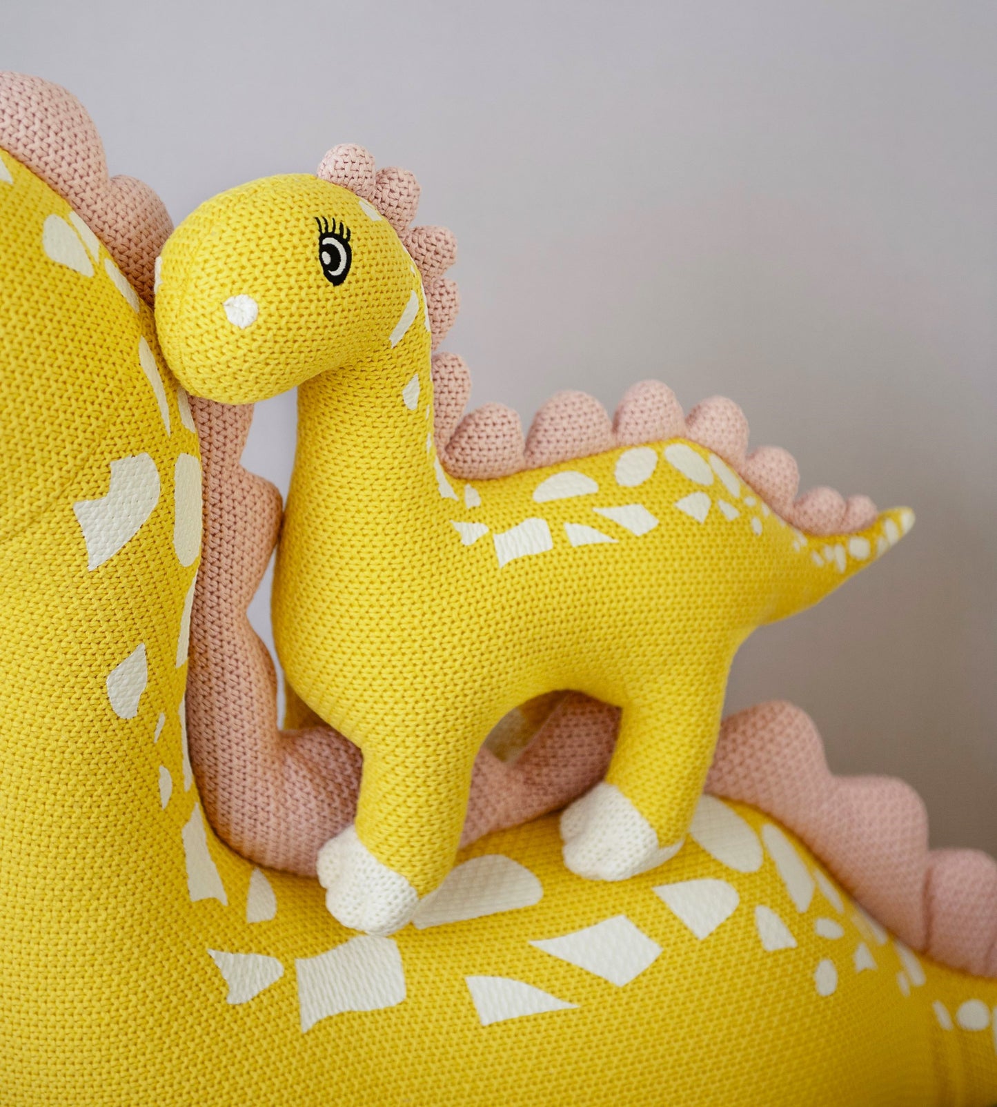 Yellow Mama & Baby Dino: Unique Crochet Collection