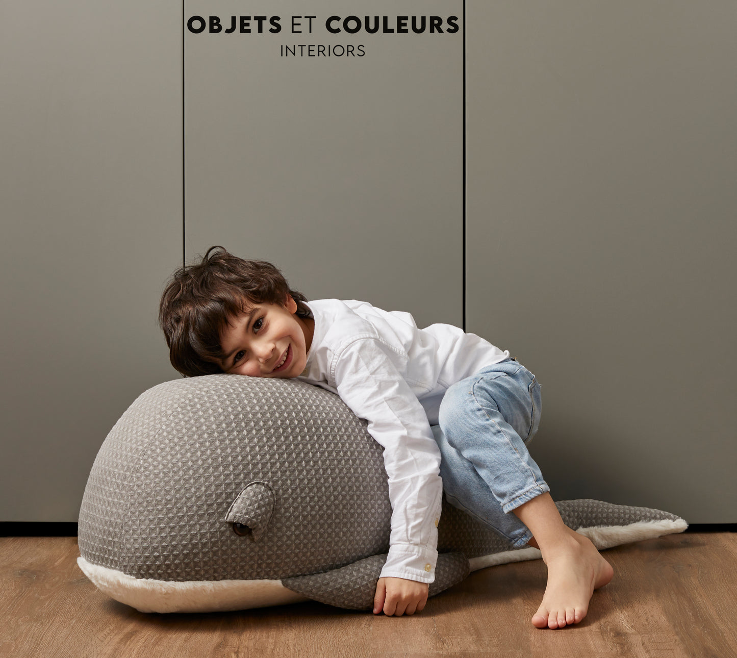 Dark Grey Whale Pouf
