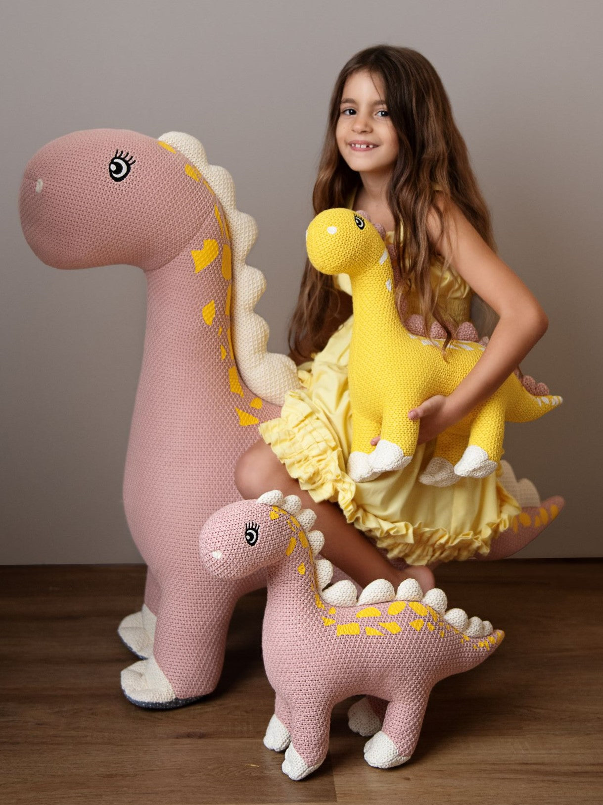 Pink Mama & Baby Dino: Unique Crochet Collection