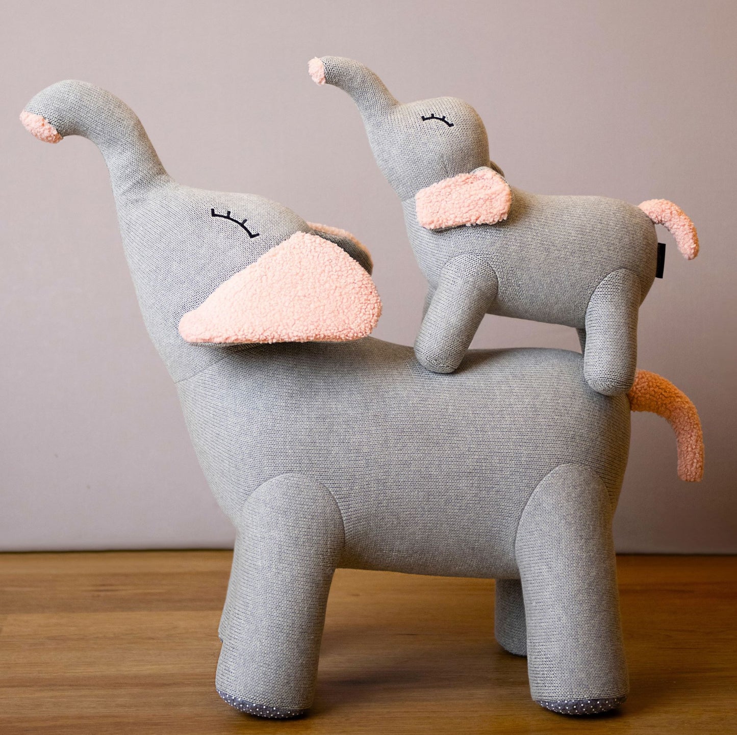 Mini & Mighty Elephants - Light Grey / Blush Pink