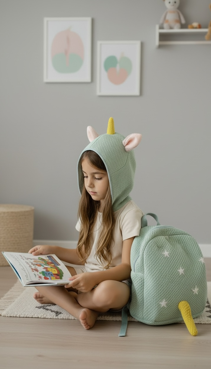 Magical Crochet Unicorn Backpack With Detachable Hood