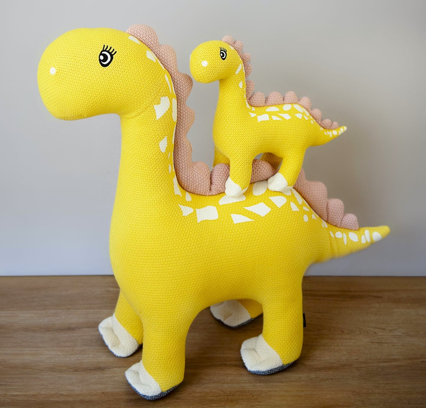 Yellow Mama & Baby Dino: Unique Crochet Collection